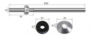 Haste Telha + Porca + Arruelas 1/4 x 150 R55 Alumnio - 10 peas